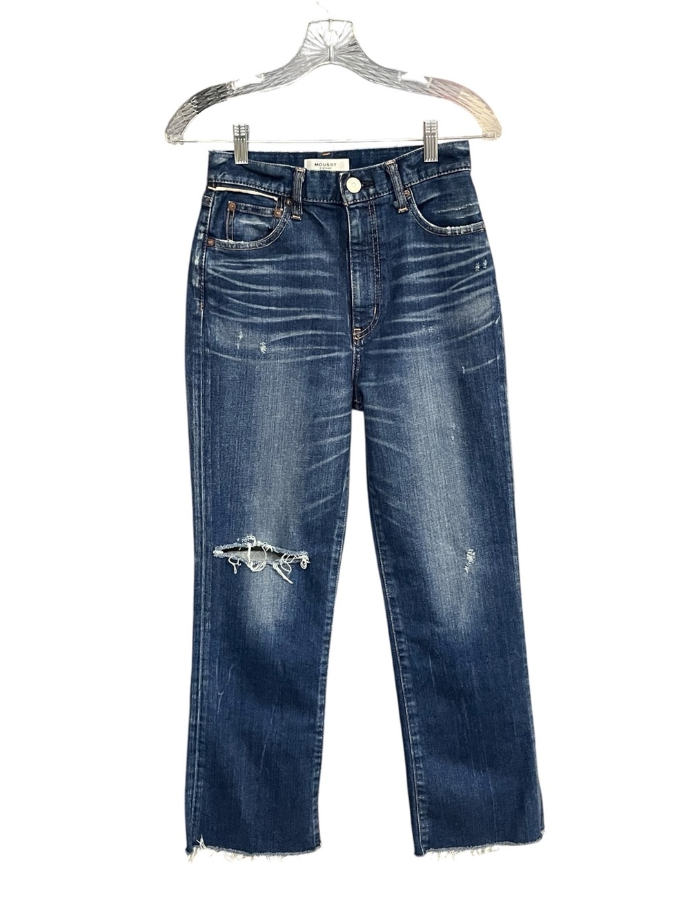 MOUSSY Vintage Rhode Flare Jeans 26 NWT Dark Blue Japanese Denim
